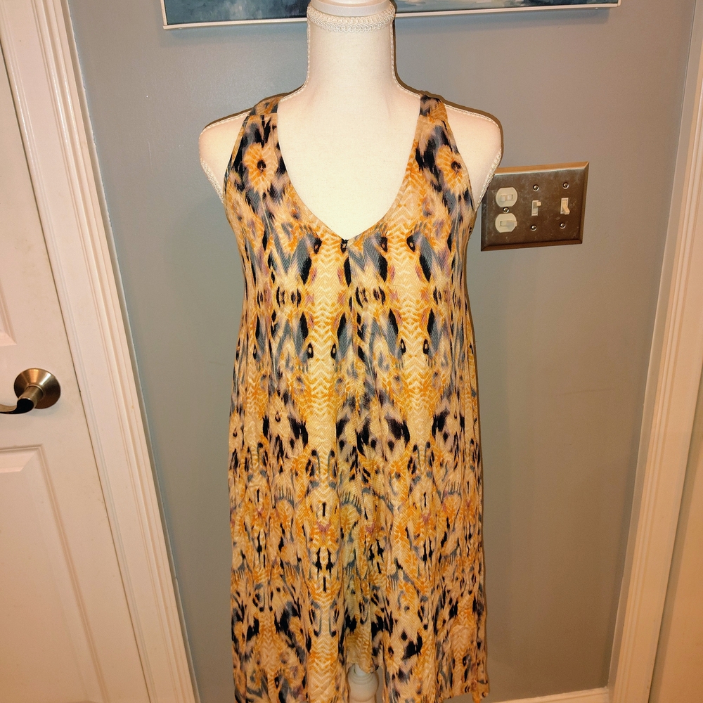 Ecote Yellow and‎ Black Patterned Mini Dress
